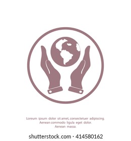 Hands holding globe sign , vector illustration.