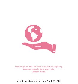 Hands holding globe sign , vector illustration.
