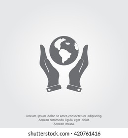 Hands holding globe sign , vector illustration.