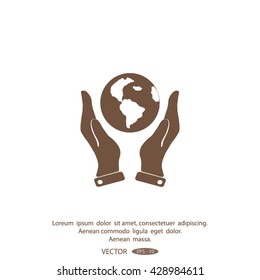 Hands holding globe sign , vector illustration.