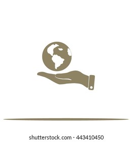 Hands holding globe sign , vector illustration.