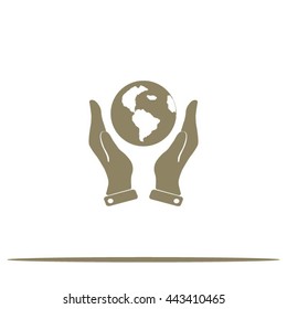 Hands holding globe sign , vector illustration.