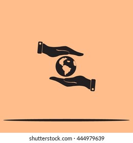 Hands holding globe sign , vector illustration.