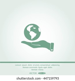Hands holding globe sign , vector illustration.