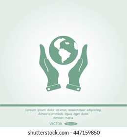 Hands holding globe sign , vector illustration.