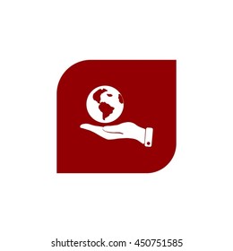 Hands holding globe sign , vector illustration.