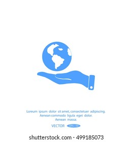 Hands holding globe sign , vector illustration.