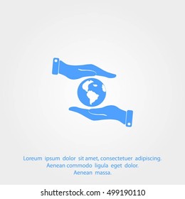 Hands holding globe sign , vector illustration.