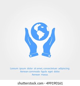 Hands holding globe sign , vector illustration.