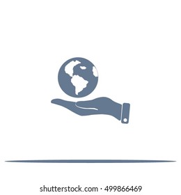 Hands holding globe sign , vector illustration.