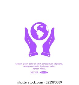 Hands holding globe sign , vector illustration.