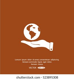 Hands holding globe sign , vector illustration.