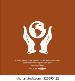 Hands holding globe sign , vector illustration.
