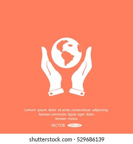 Hands holding globe sign , vector illustration.