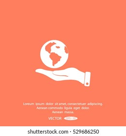 Hands holding globe sign , vector illustration.