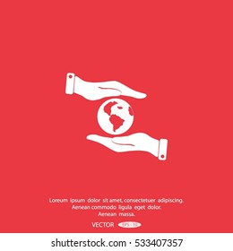 Hands holding globe sign , vector illustration.