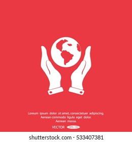 Hands holding globe sign , vector illustration.