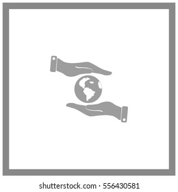 Hands holding globe sign , vector illustration.