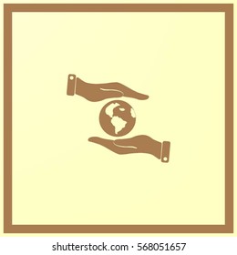 Hands holding globe sign , vector illustration.