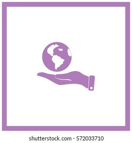 Hands holding globe sign , vector illustration.