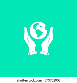 Hands holding globe sign , vector illustration.