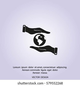 Hands holding globe sign , vector illustration.
