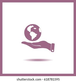 Hands holding globe sign , vector illustration.