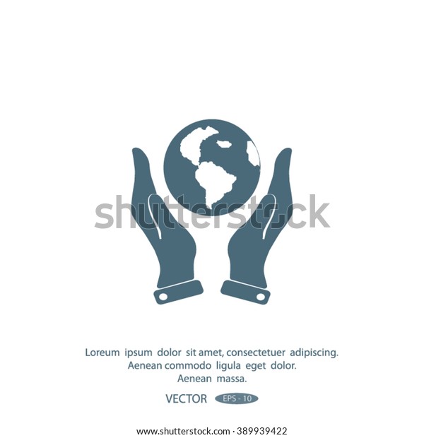 Hands Holding Globe Sign Vector Illustration Stock Vector Royalty Free