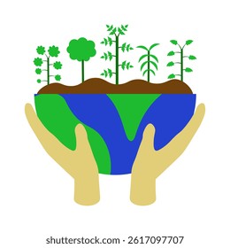 hands holding a globe with trees on it 