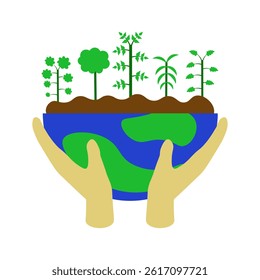 hands holding a globe with trees on it 