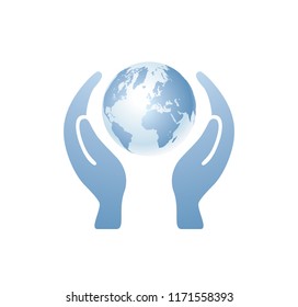 hands holding the globe, vector illustration