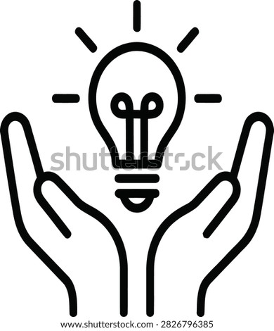 Hands holding glowing lightbulb idea creative concept icon vector illustration isolated on white background