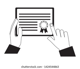 hands holding graduation certificate diploma vector illustration