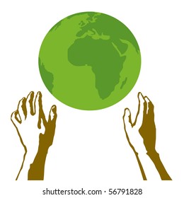 Hands holding a green earth