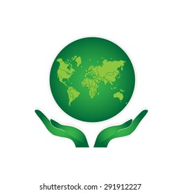 Hands Holding The Green Earth Globe Vector