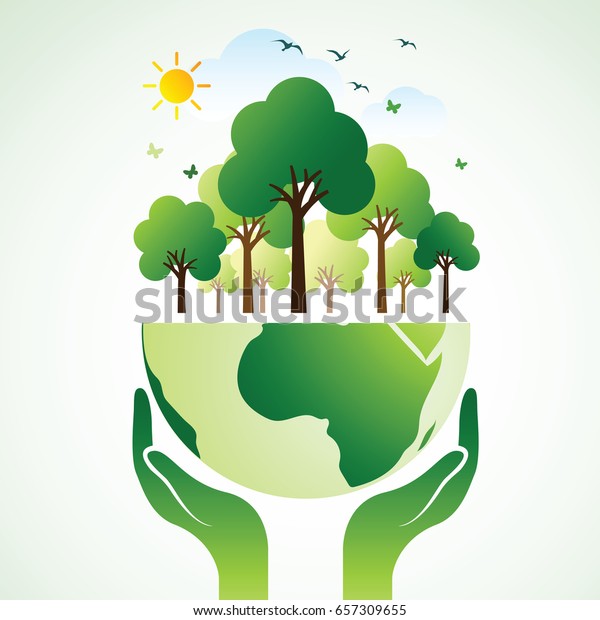 Hands Holding Green Earth Globe Tree Stock Vector Royalty Free 657309655