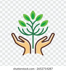 «Hands Holding Green Tree Symbolizing Environmental Care»