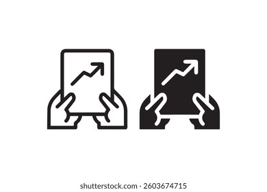 Hands holding growth chart icon vector Vector