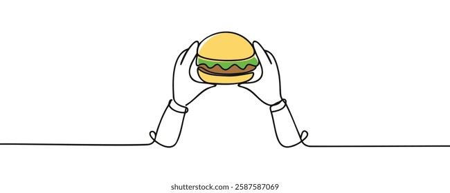 Hands Holding Hamburger Vector Illustration