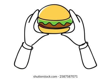 Hands Holding Hamburger Vector Illustration