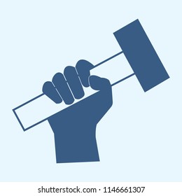 hands holding hammer flat design illustration