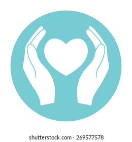 Hands holding heart.