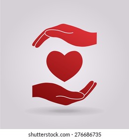 Hands holding heart.