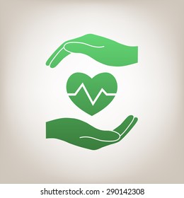 Hands holding heart.