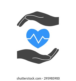 Hands holding heart.