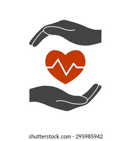Hands holding heart.