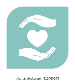 Hands holding heart.