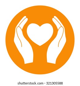 Hands holding heart.