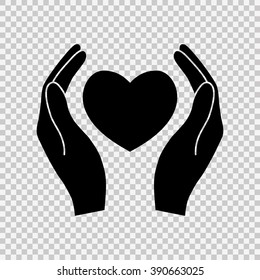 Hands holding heart.