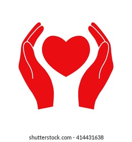 Hands holding heart.